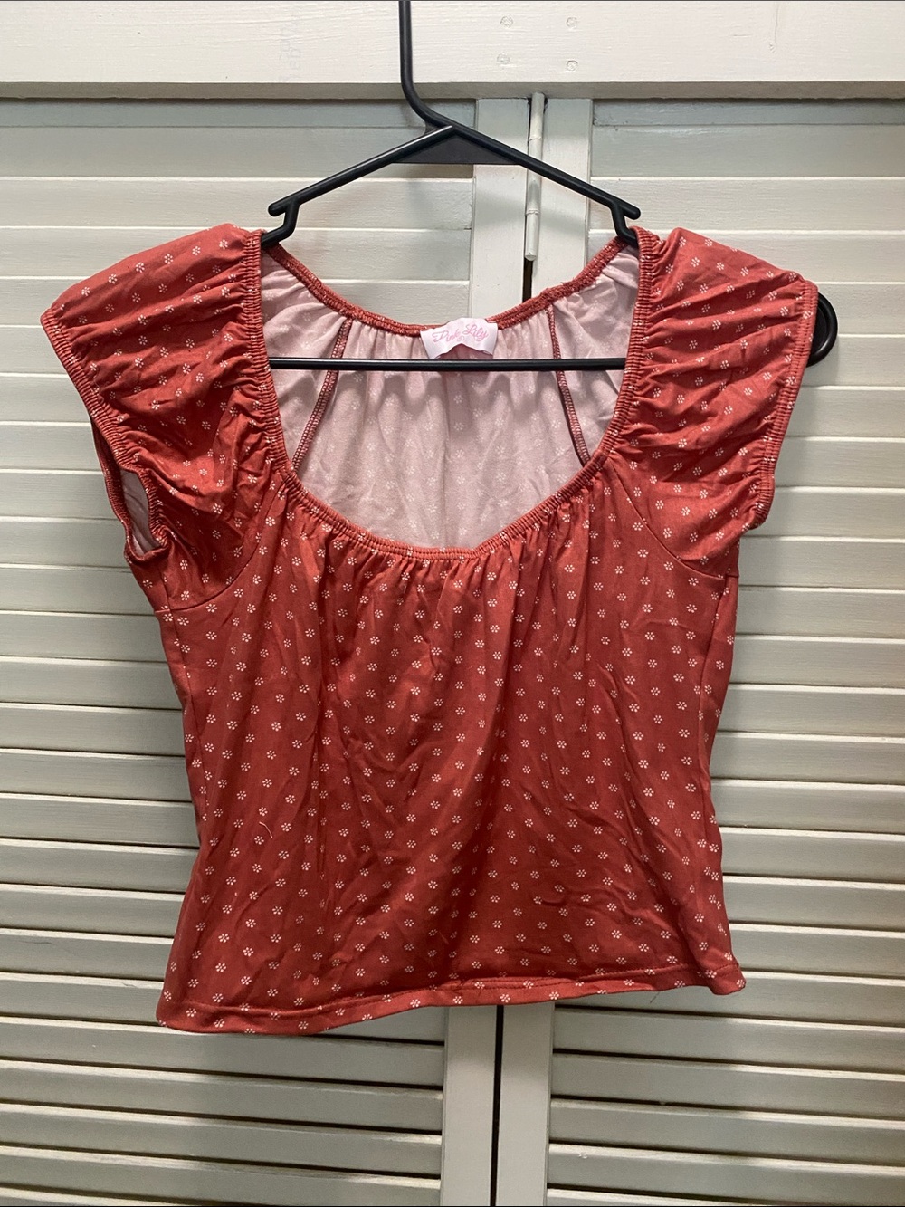 Pink Lily Rust Floral Scoop Crop Top